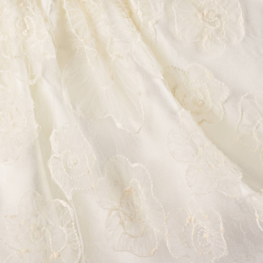 Mama Luma-Girls Cream Floral Tulle Skirt | Childrensalon Outlet