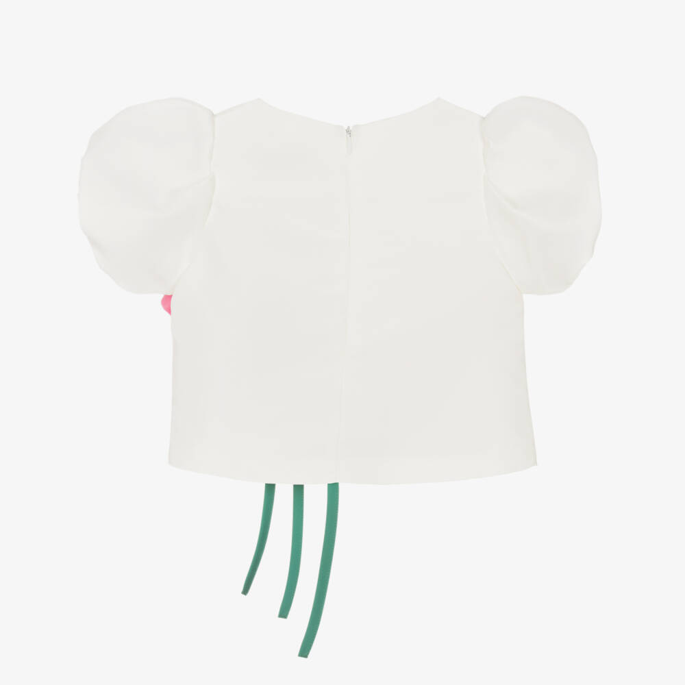 Mama Luma-Нежный кремовый атласный топ для девочек | Childrensalon Outlet