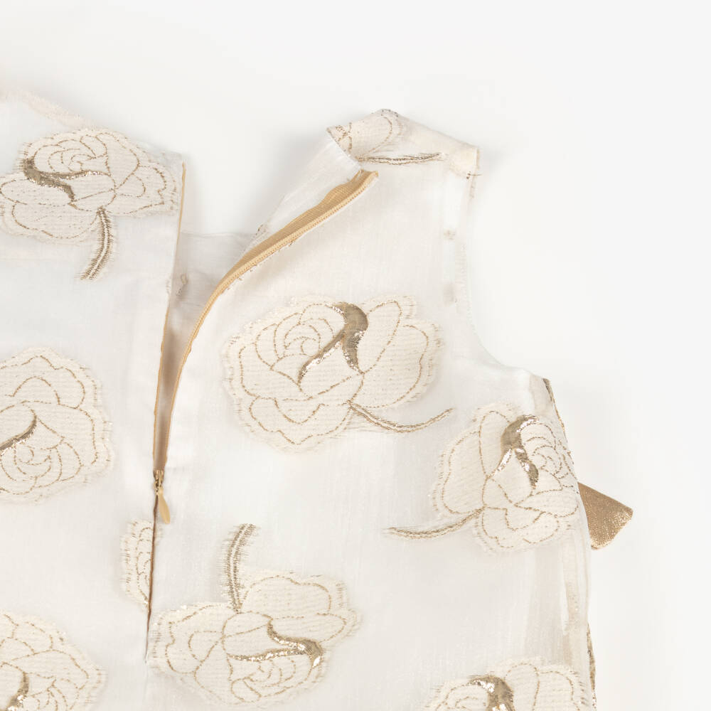 Mama Luma-Girls Elegant Ivory & Gold Dress | Childrensalon Outlet