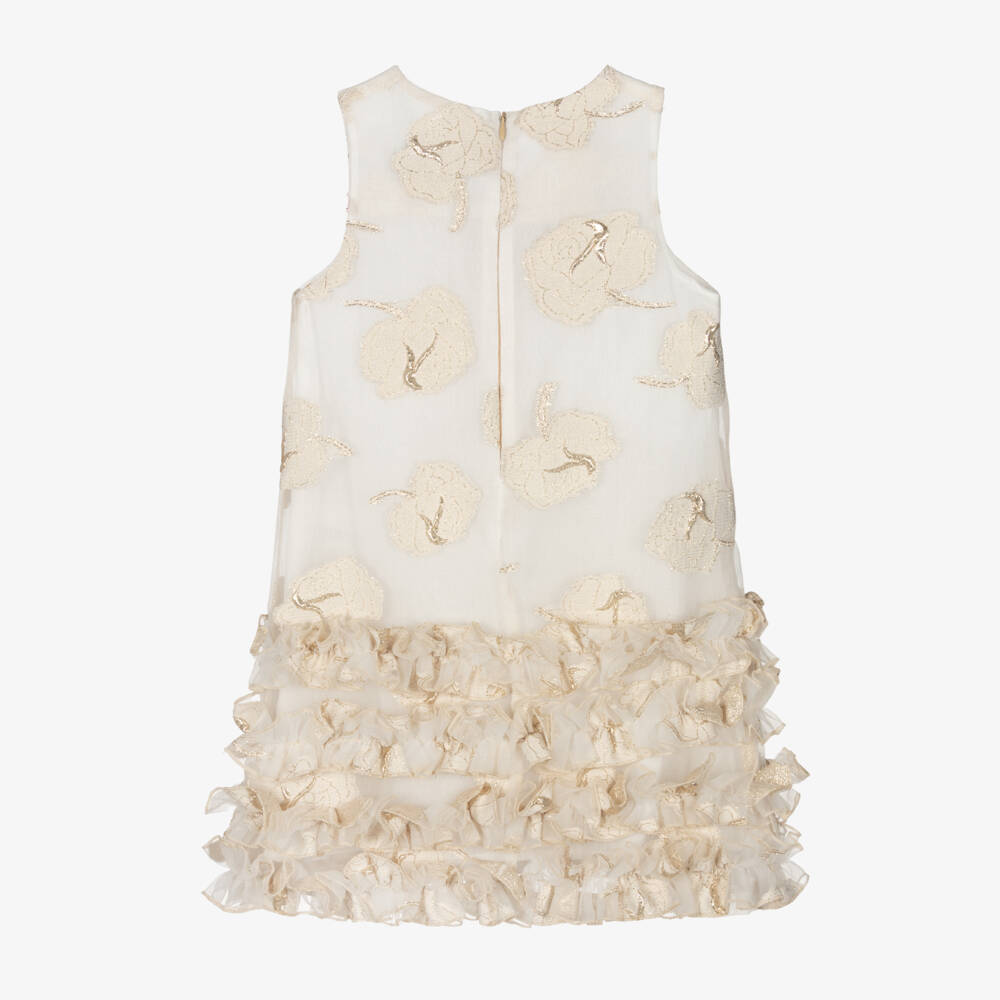 Mama Luma-Girls Elegant Ivory & Gold Dress | Childrensalon Outlet