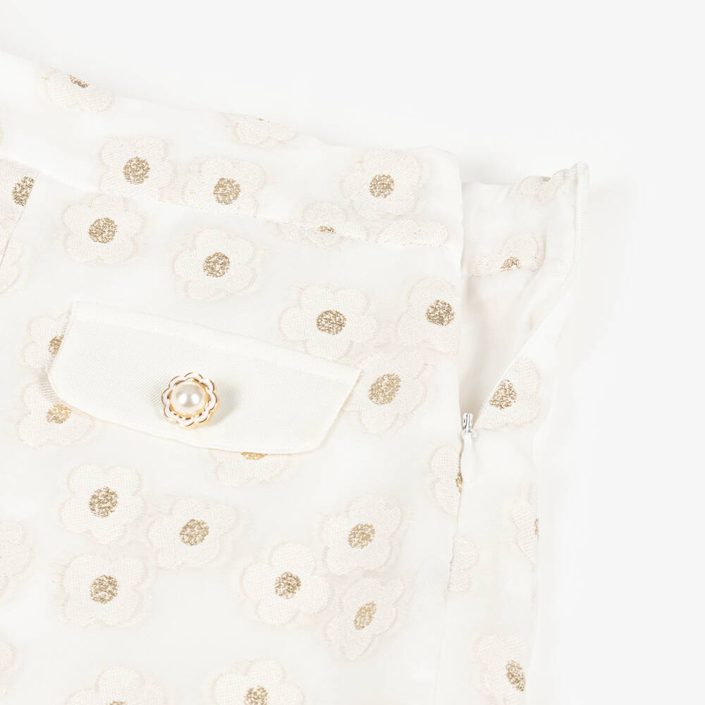 Mama Luma-Girls Elegant Ivory & Gold Skirt | Childrensalon Outlet