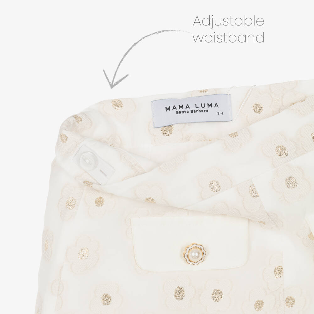 Mama Luma-Girls Elegant Ivory & Gold Skirt | Childrensalon Outlet