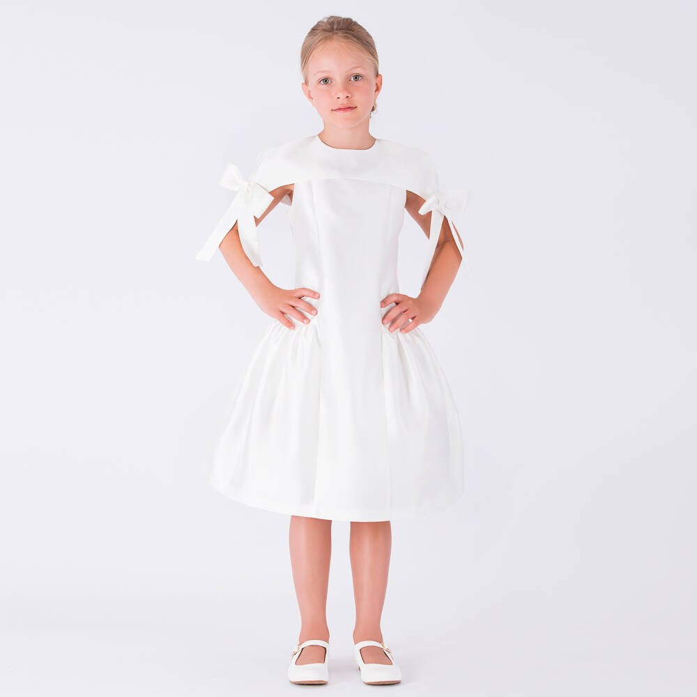 Mama Luma-فستان ساتان عاجي أنيق للبنات | Childrensalon Outlet