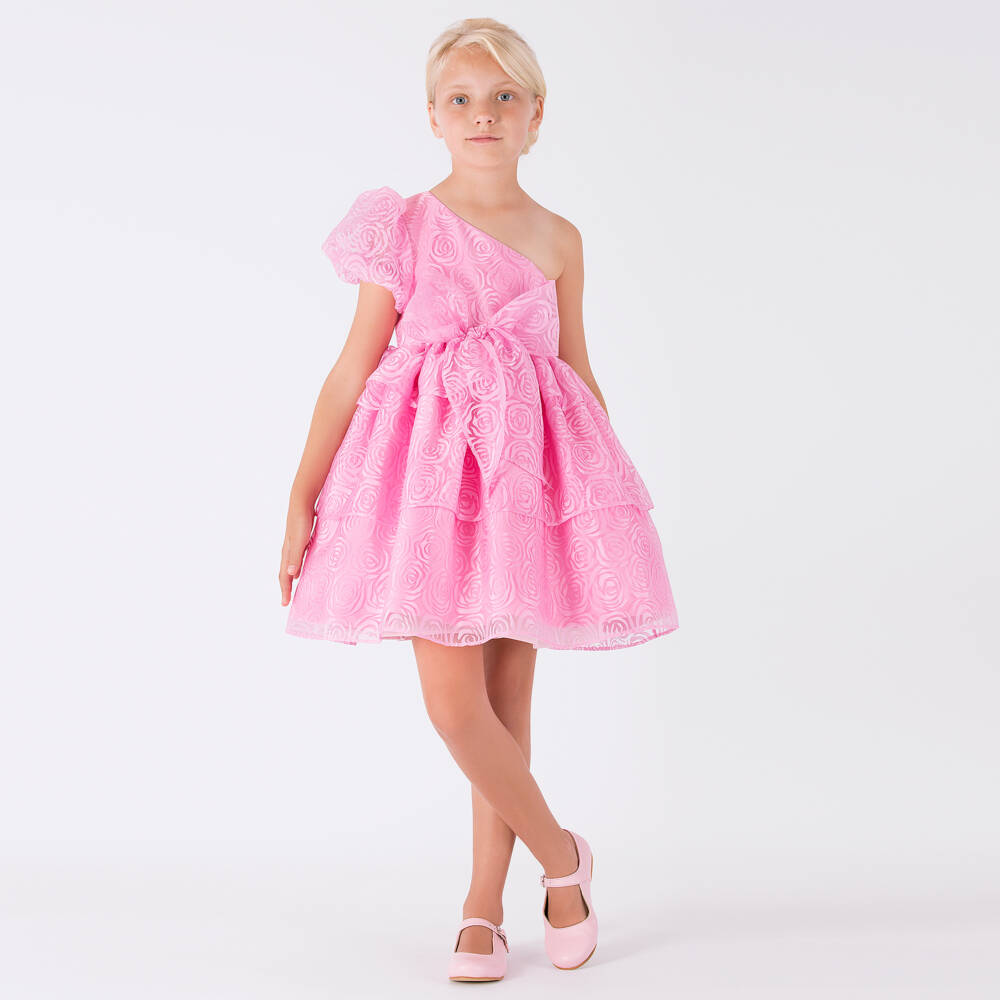 Mama Luma-Girls Floral Pink Organza Gown | Childrensalon Outlet