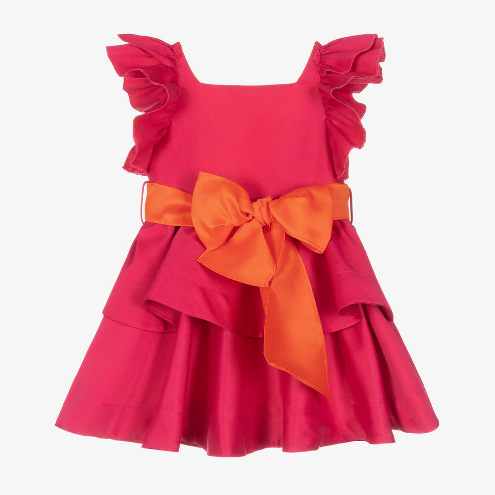 Mama Luma - Girls Fuchsia Pink Ruffle Dress | Childrensalon