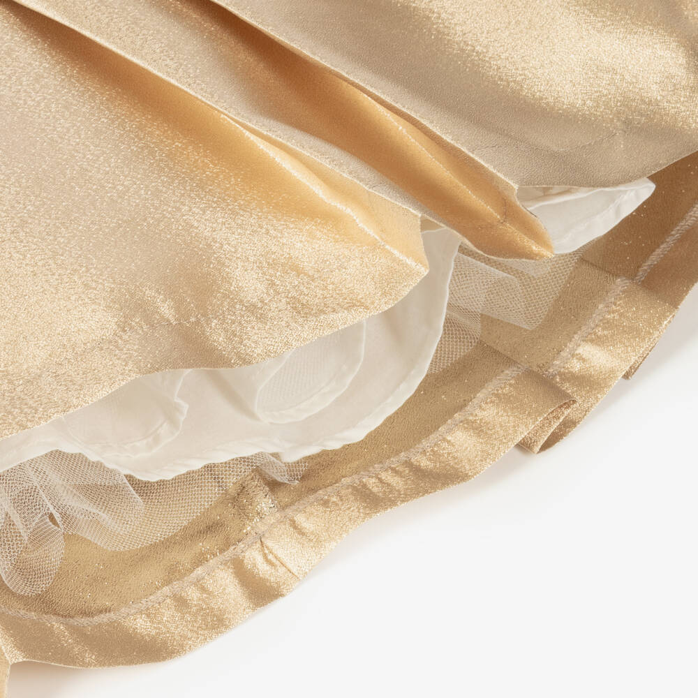 Mama Luma-تنورة ساتان ذهبية براقة للبنات | Childrensalon Outlet