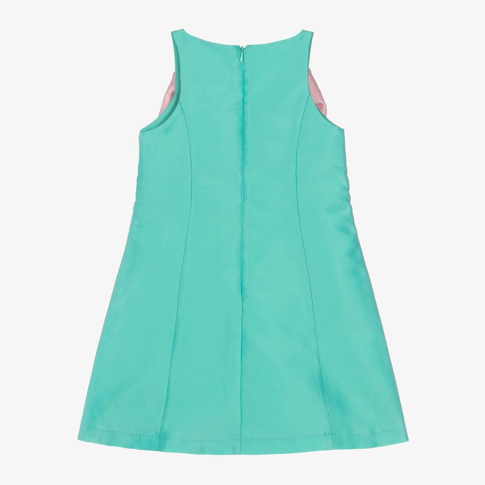 Mama Luma-فستان ساتان لون أخضر نعناعي مزين بفيونكة | Childrensalon Outlet