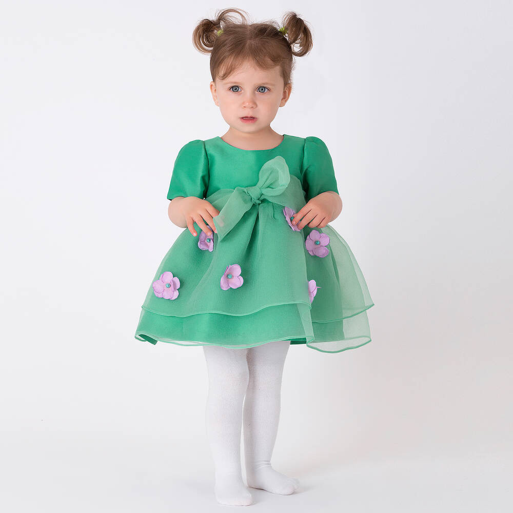 Mama Luma-Girls Green Floral Dress | Childrensalon Outlet
