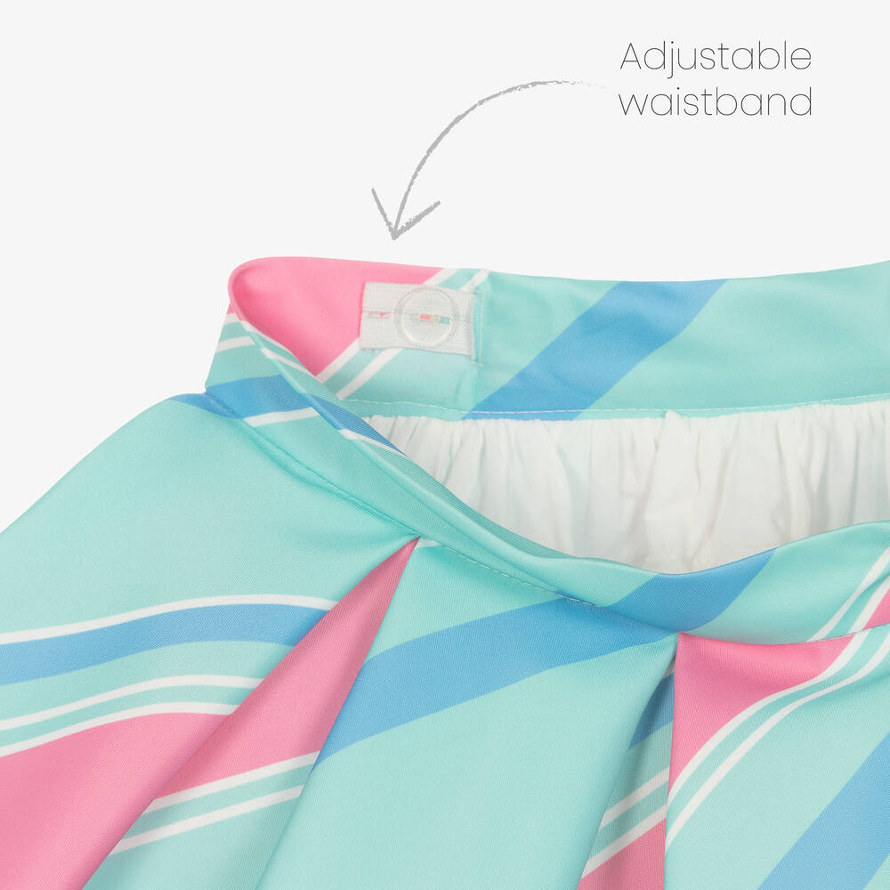 Mama Luma-Атласная юбка в зелено-розовую полоску | Childrensalon Outlet