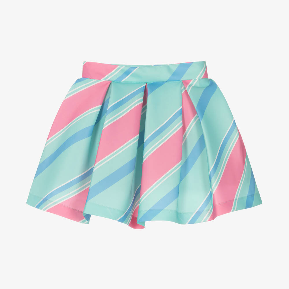 Mama Luma-Атласная юбка в зелено-розовую полоску | Childrensalon Outlet