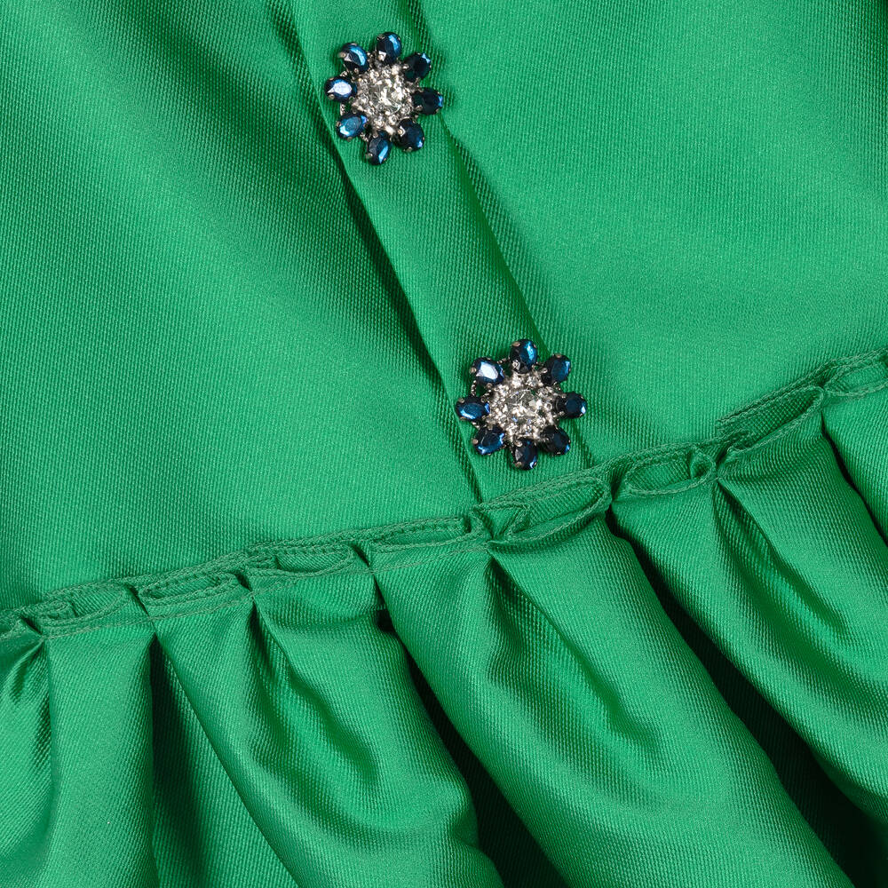 Mama Luma-Зеленое атласное платье для девочек | Childrensalon Outlet