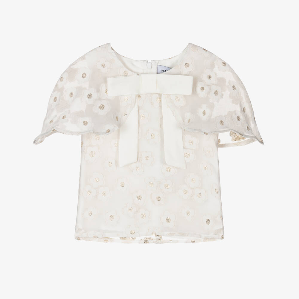 Mama Luma-بلوزة عاجية وذهبية مطرزة للبنات | Childrensalon Outlet