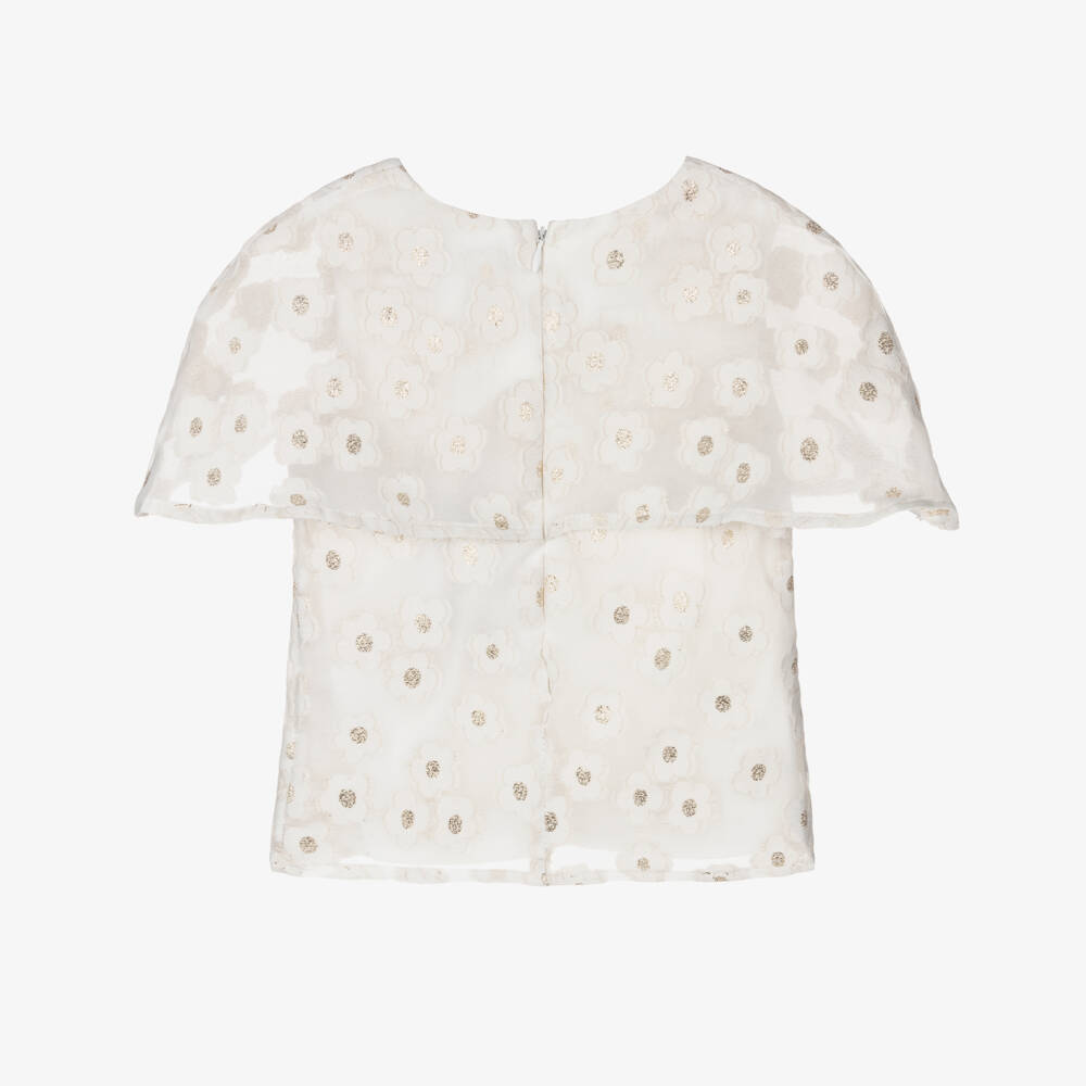 Mama Luma-بلوزة عاجية وذهبية مطرزة للبنات | Childrensalon Outlet