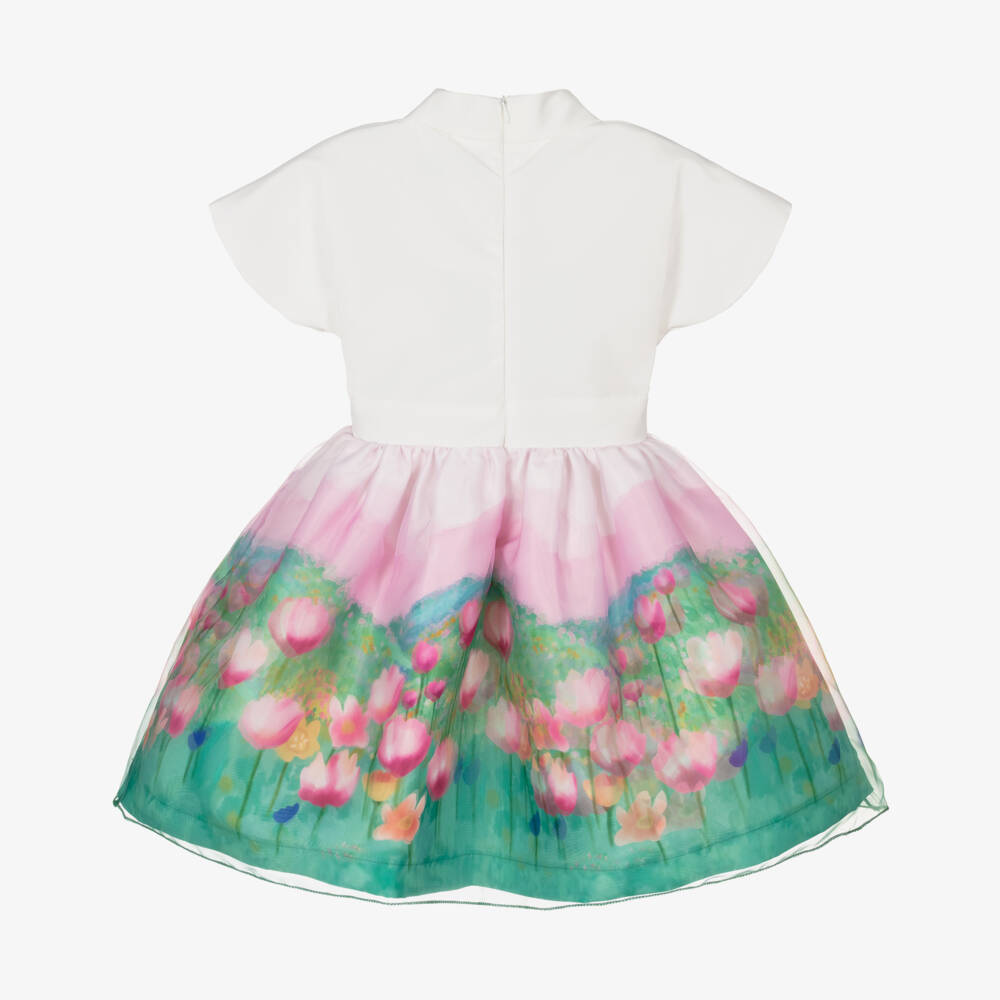 Mama Luma-فستان عاجي وأخضر مزهر للبنات | Childrensalon Outlet