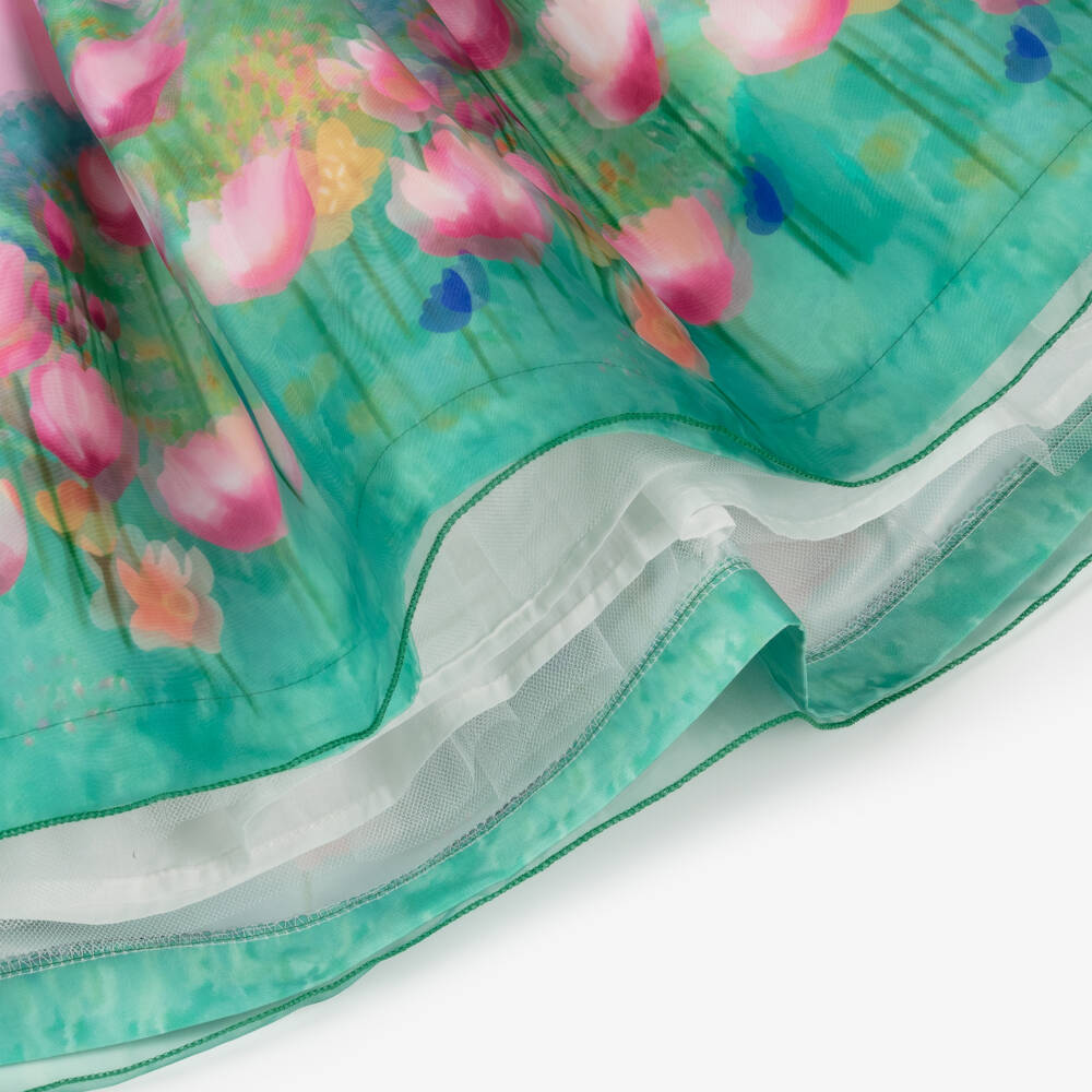 Mama Luma-فستان عاجي وأخضر مزهر للبنات | Childrensalon Outlet