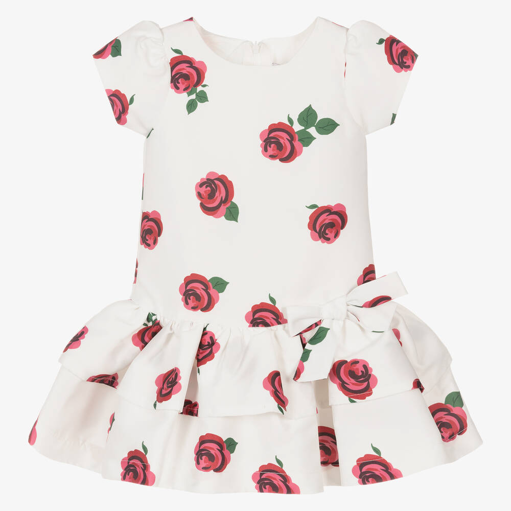 Mama Luma-Girls Ivory & Pink Rose Dress | Childrensalon Outlet