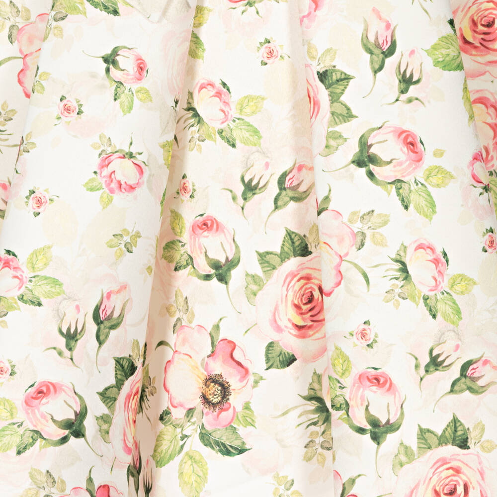 Mama Luma-Кремово-розовое атласное платье с розами | Childrensalon Outlet