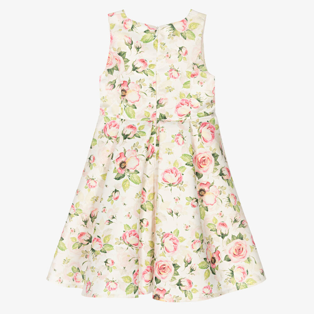 Mama Luma-Кремово-розовое атласное платье с розами | Childrensalon Outlet