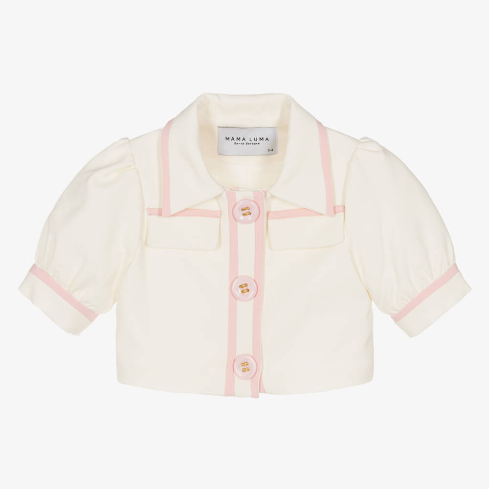 Mama Luma-Girls Ivory Puff Sleeve Top | Childrensalon Outlet