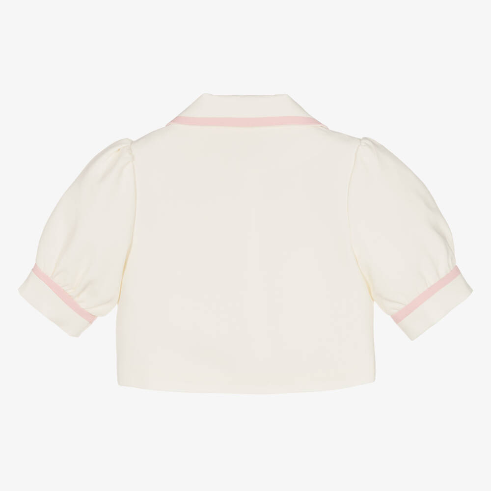 Mama Luma-Girls Ivory Puff Sleeve Top | Childrensalon Outlet