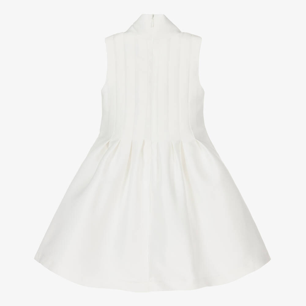 Mama Luma-Girls Ivory Silky Bow Dress | Childrensalon Outlet