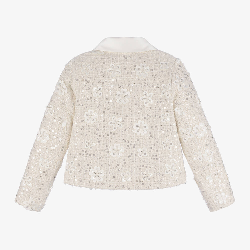 Mama Luma-جاكيت بترتر تويد لون عاجي للبنات | Childrensalon Outlet
