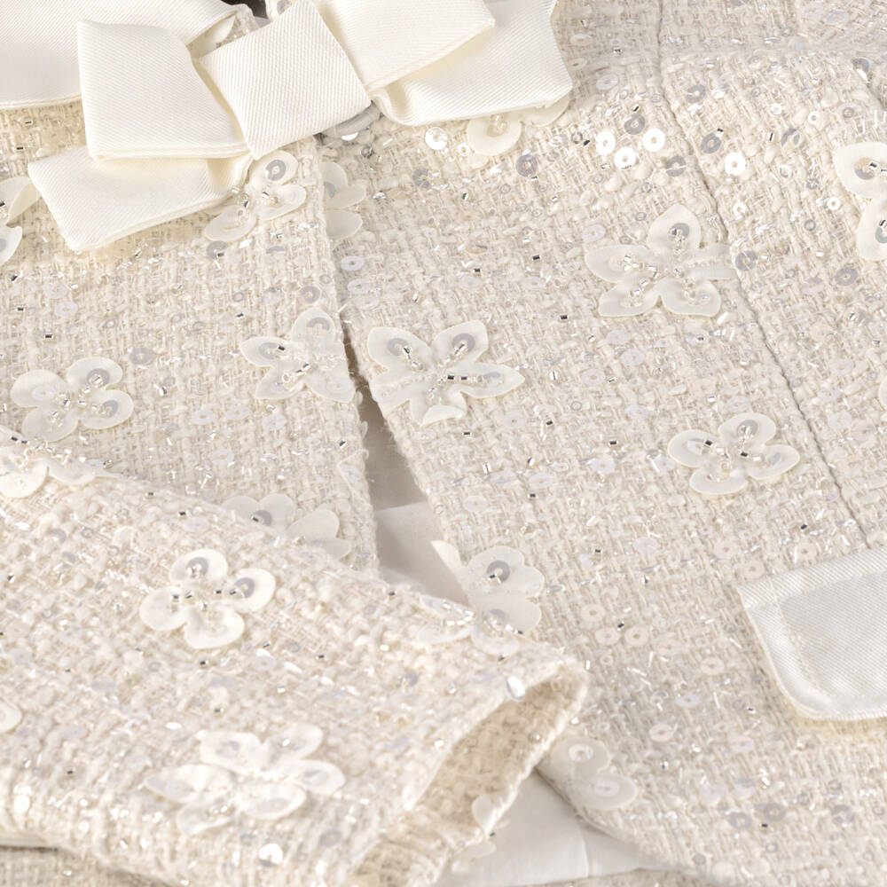 Mama Luma-جاكيت بترتر تويد لون عاجي للبنات | Childrensalon Outlet