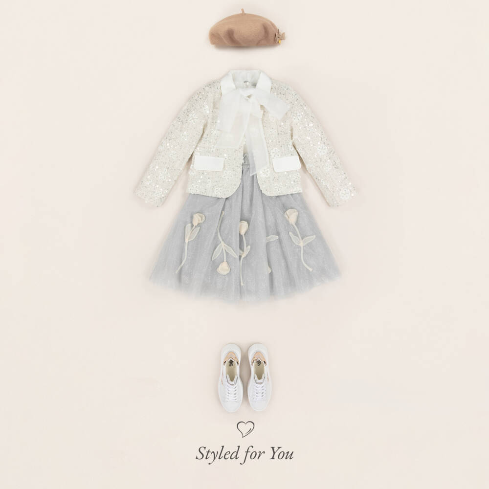 Mama Luma-جاكيت بترتر تويد لون عاجي للبنات | Childrensalon Outlet