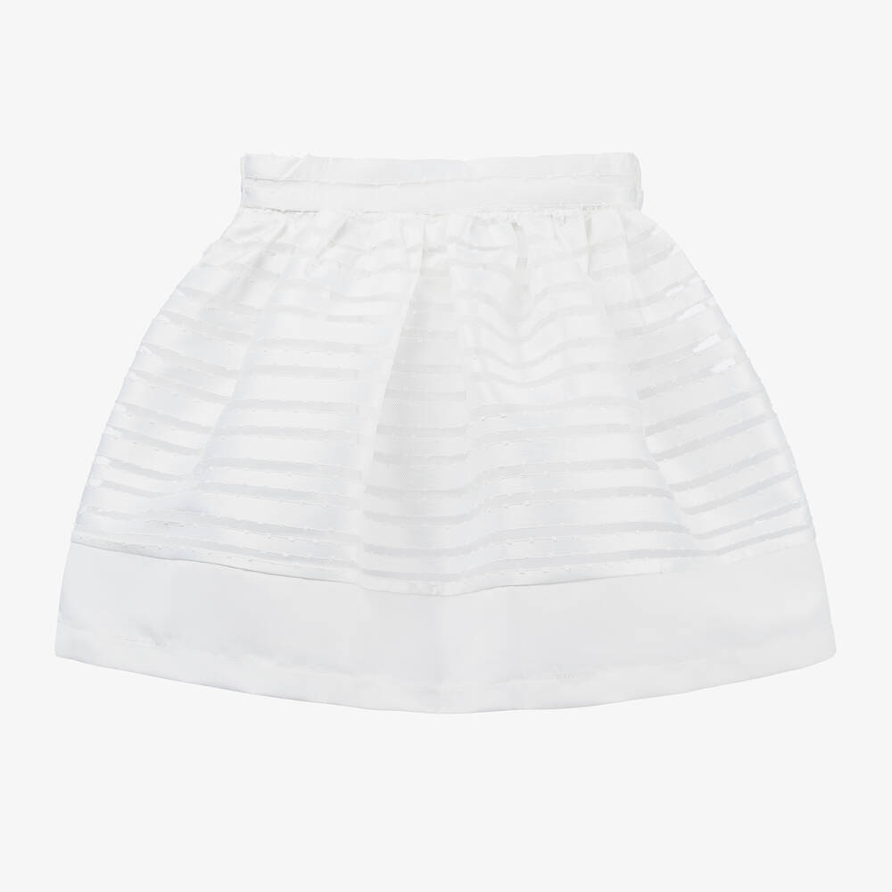 Mama Luma-Girls Ivory Striped Satin Skirt | Childrensalon Outlet