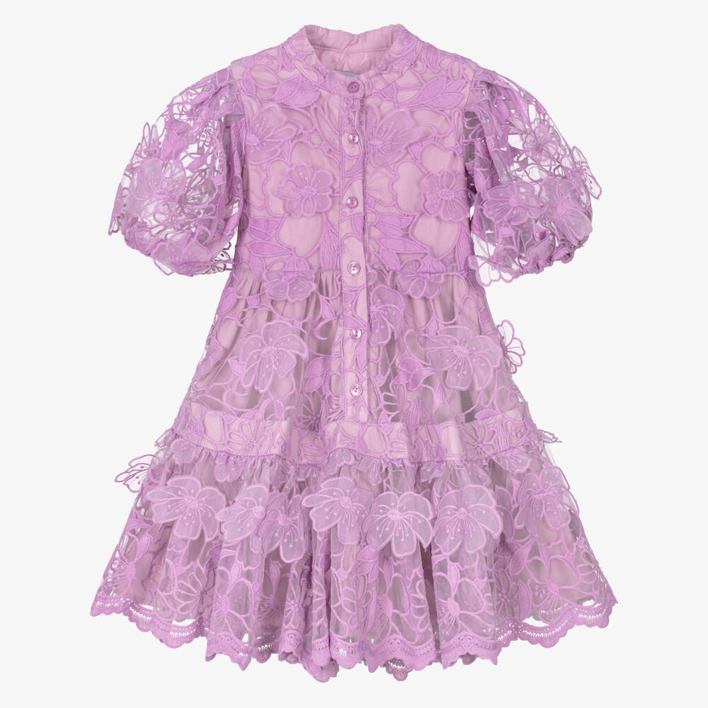 Mama Luma-Girls Lilac Floral Tulle Dress | Childrensalon Outlet