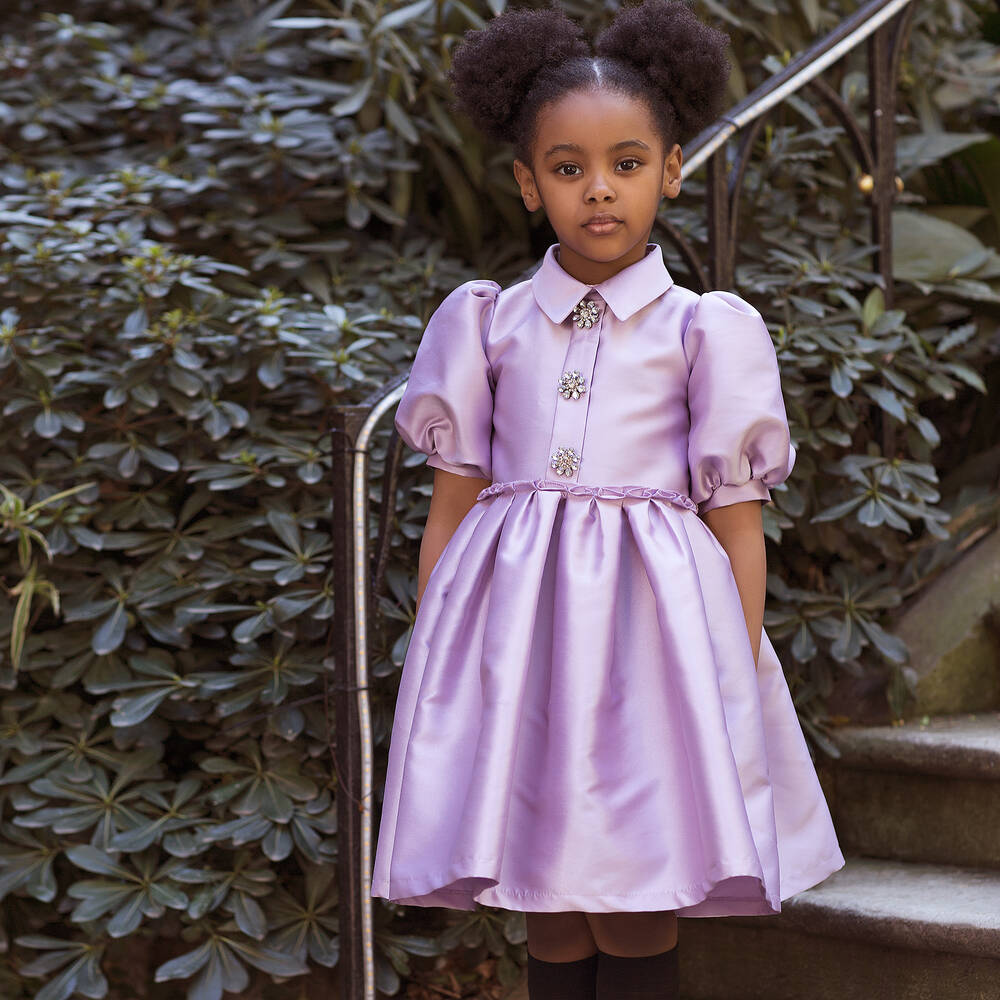 Mama Luma Girls Lilac Purple Satin Dress Childrensalon Outlet