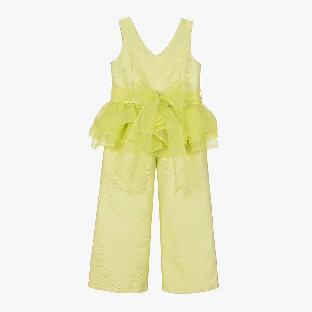 Mama Luma-Girls Lime Green Wide-Leg Jumpsuit | Childrensalon Outlet