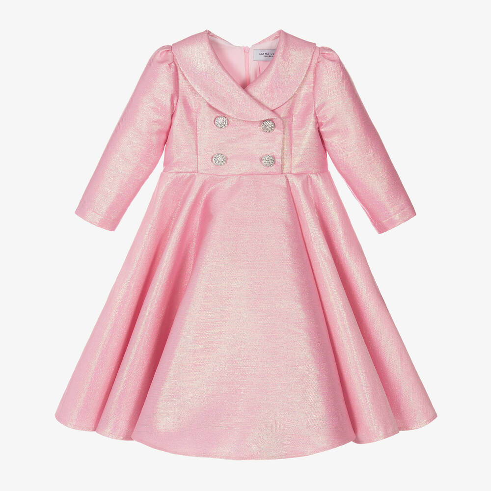 Mama Luma-Girls Metallic Pink Coat Dress | Childrensalon Outlet