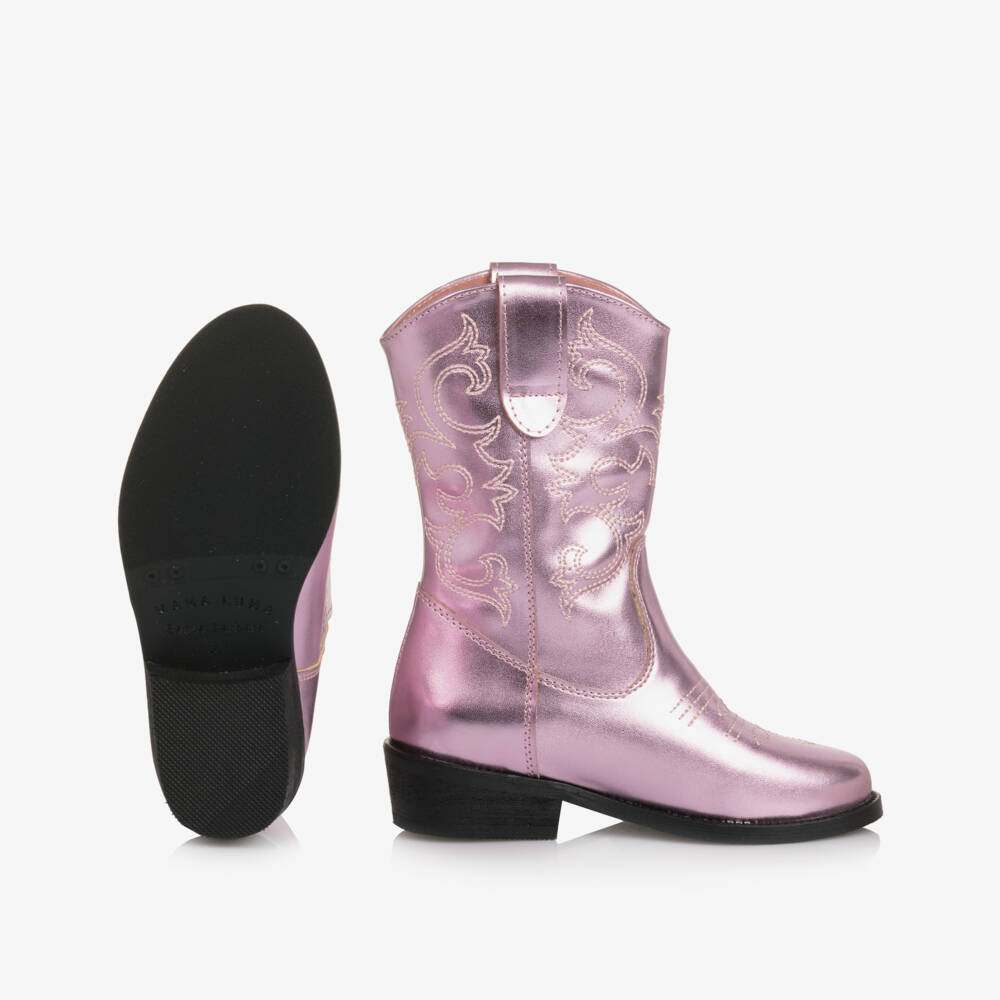 Mama Luma-Блестящие розовые ковбойские сапоги для девочек | Childrensalon Outlet