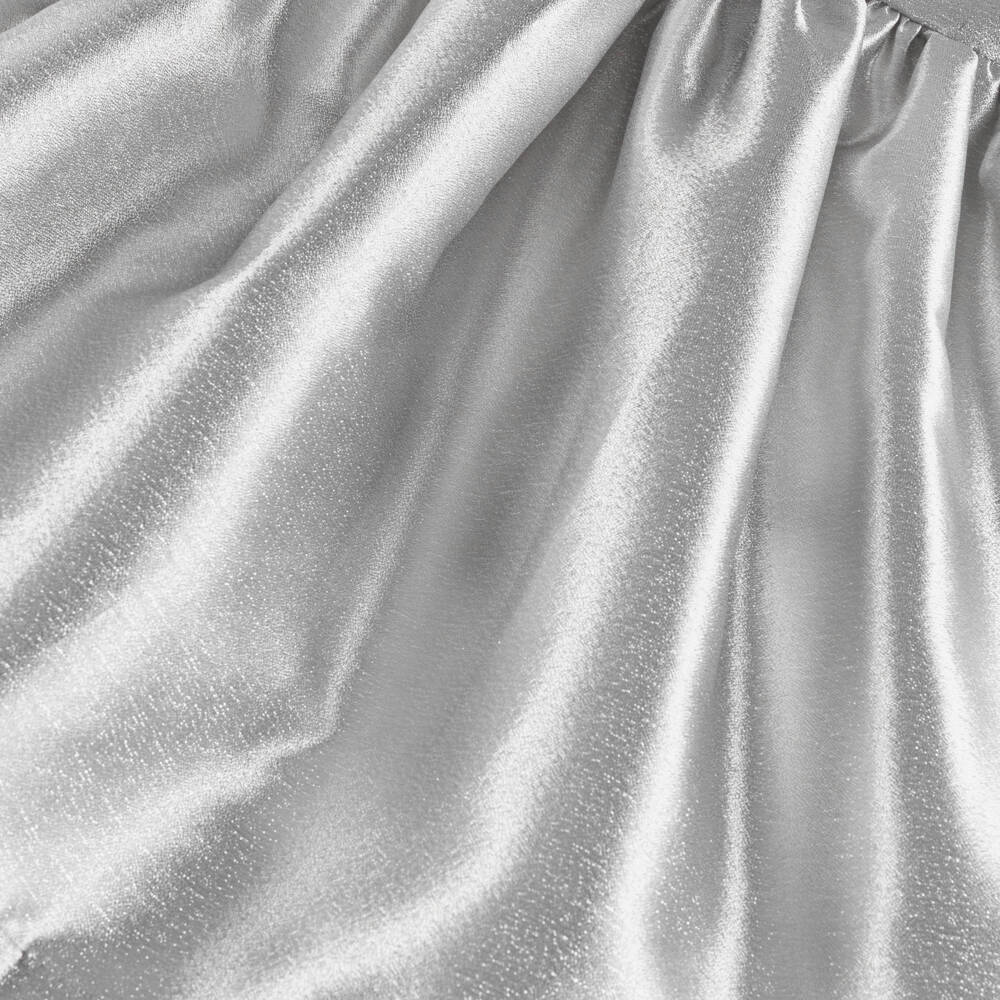 Mama Luma-Girls Metallic Silver Satin Dress with Glittery Bows | Childrensalon Outlet