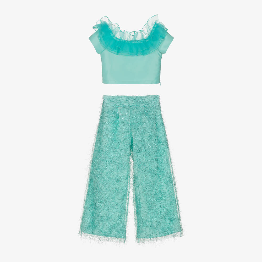 Mama Luma-Girls Mint Green Trouser Set | Childrensalon Outlet