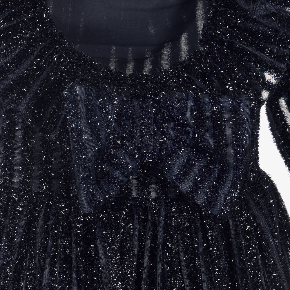 Mama Luma-Girls Navy Blue Glitter Dress | Childrensalon Outlet