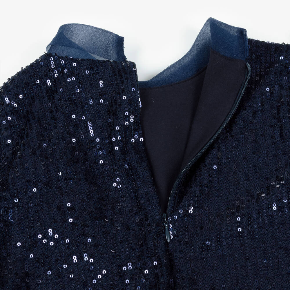 Mama Luma-Girls Navy Blue Tiered Sequin Dress | Childrensalon Outlet