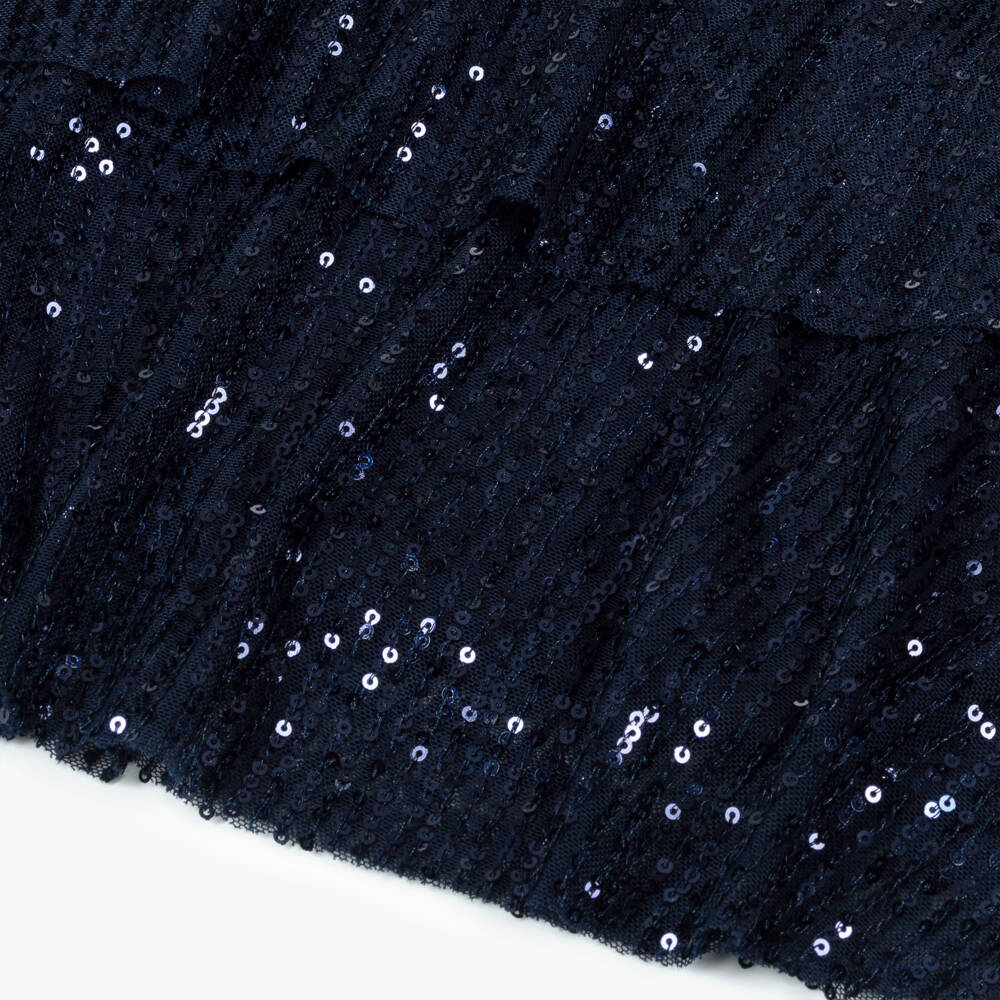 Mama Luma-Girls Navy Blue Tiered Sequin Dress | Childrensalon Outlet