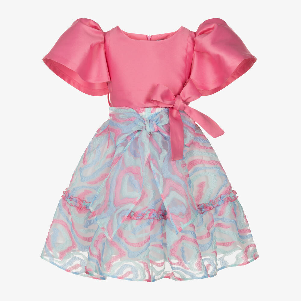 Mama Luma-Розовый топ и голубая юбка из атласа | Childrensalon Outlet