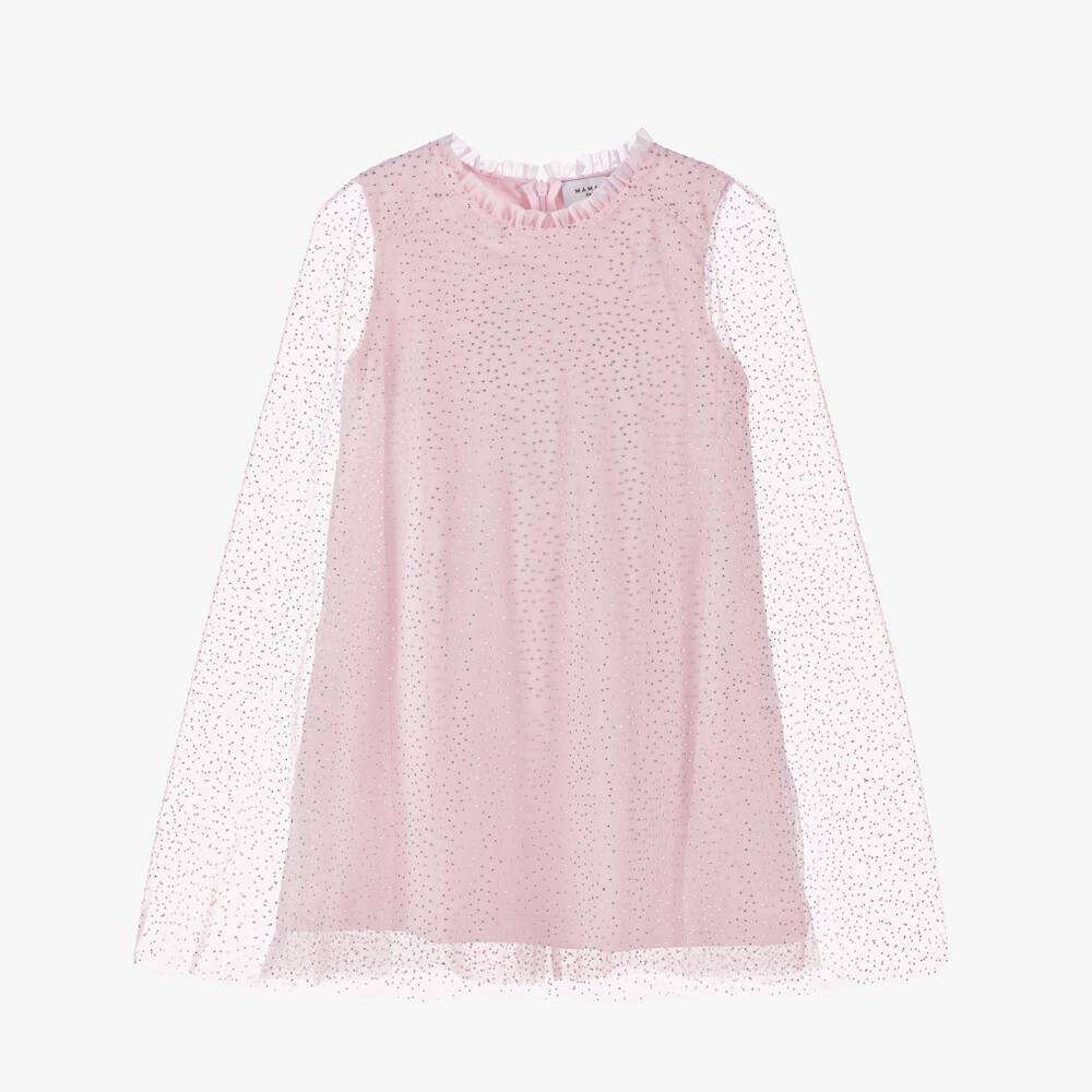 Mama Luma-Girls Pink Chiffon Diamanté Cape Dress | Childrensalon Outlet