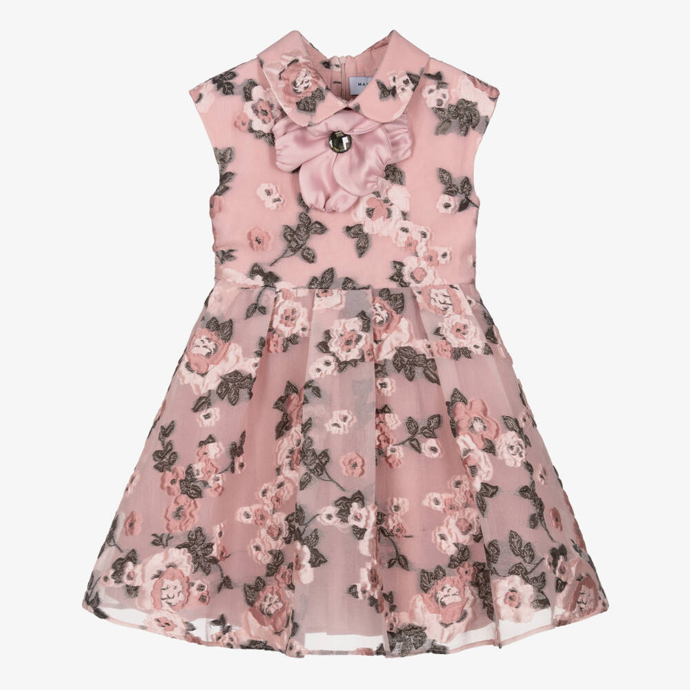 Mama Luma-Girls Pink Floral Brocade Dress | Childrensalon Outlet