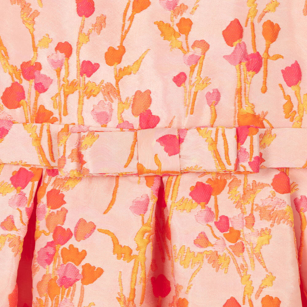 Mama Luma-Girls Pink Floral Jacquard Dress | Childrensalon Outlet