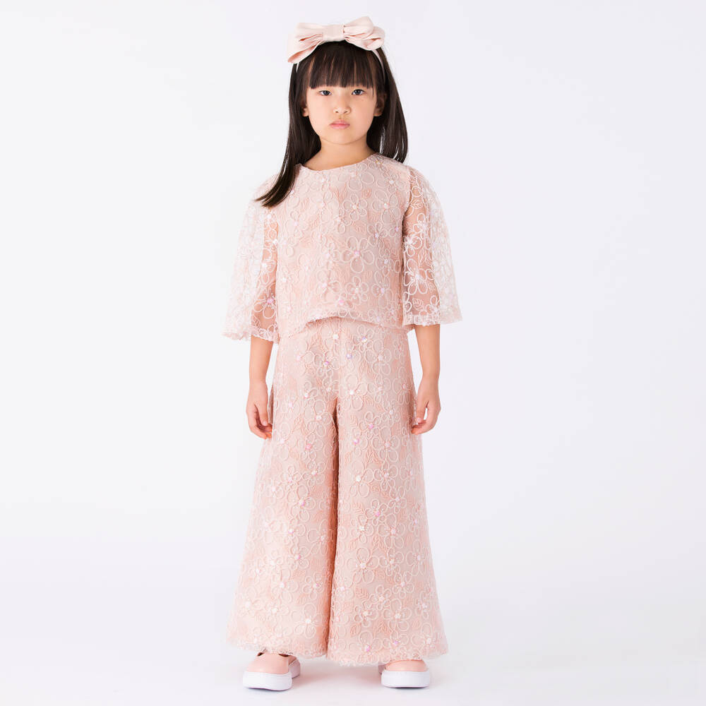 Mama Luma-Розовые кружевные брюки с цветочным узором для девочек | Childrensalon Outlet