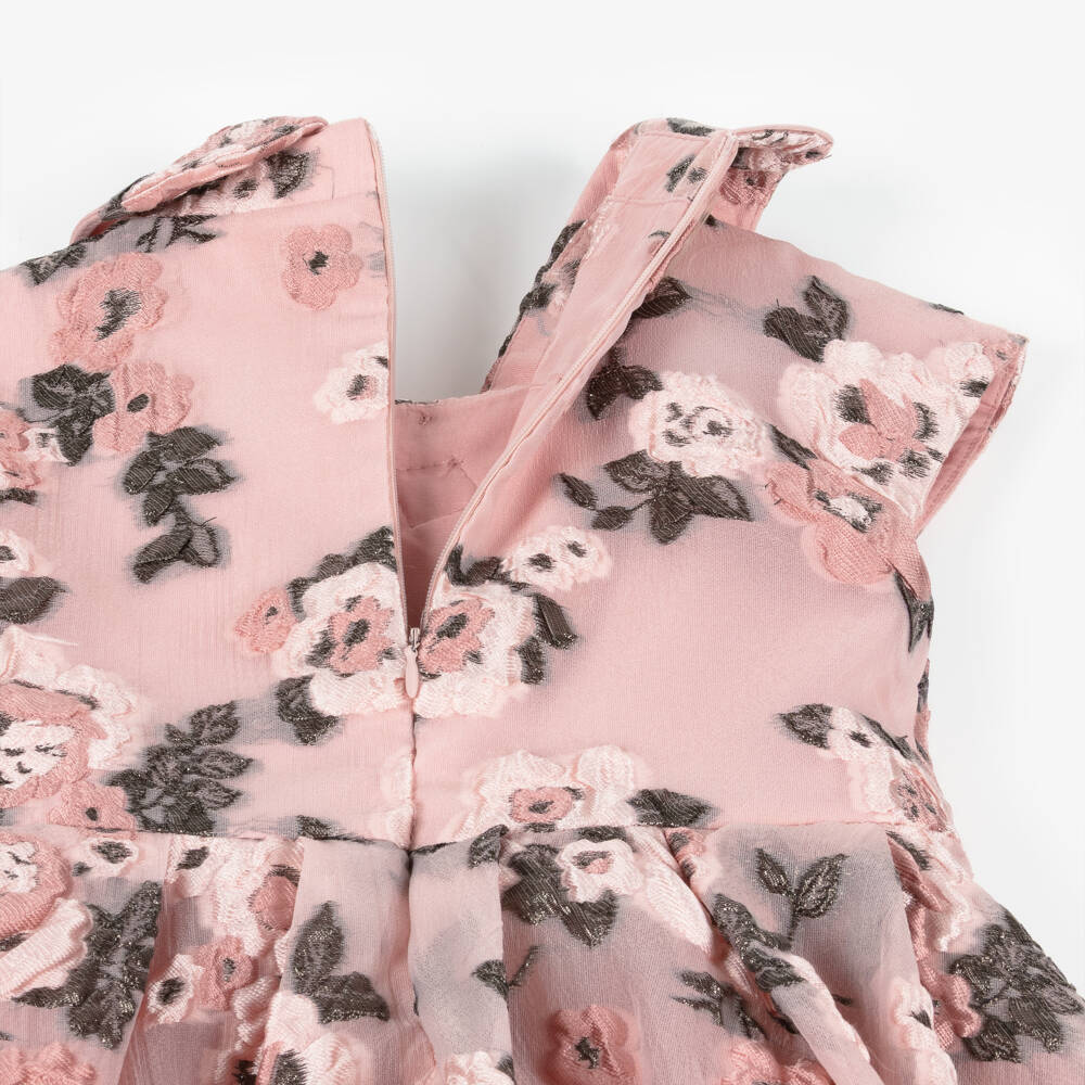 Mama Luma-Girls Pink Floral Organza Brocade Dress | Childrensalon Outlet