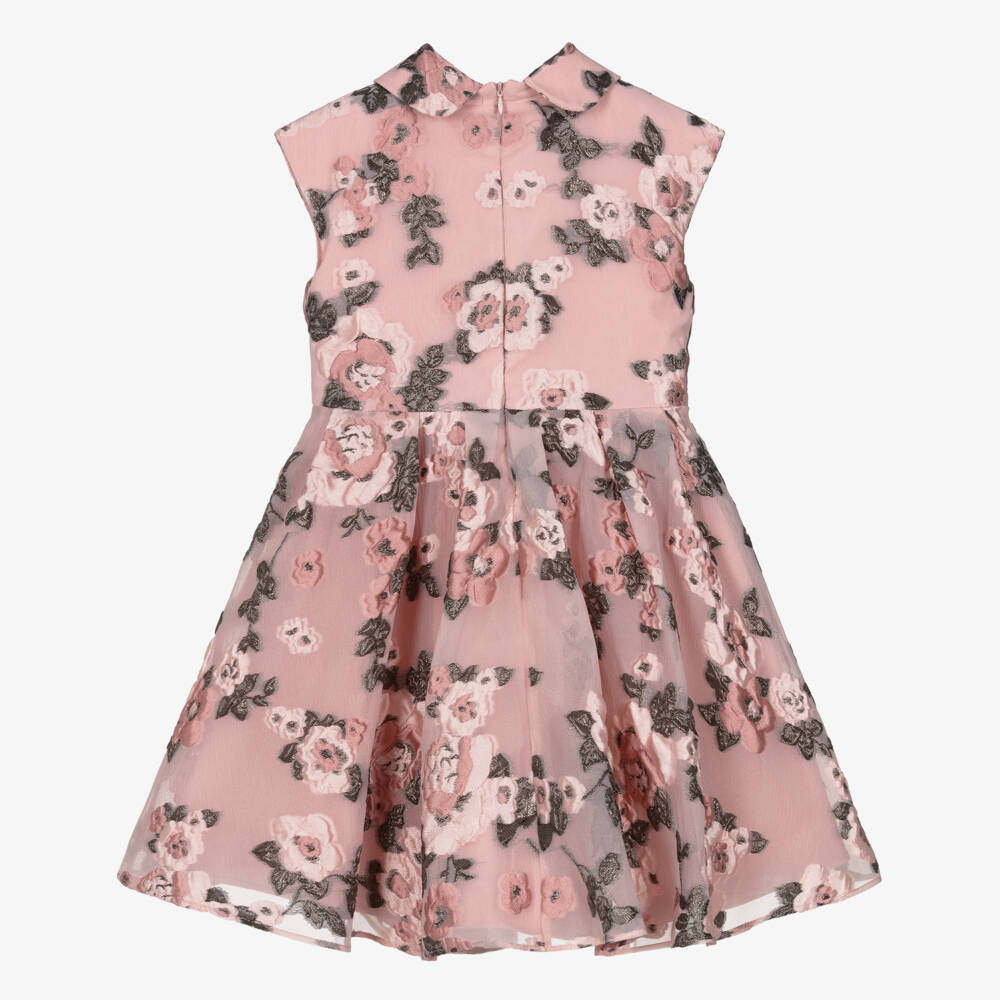 Mama Luma-Girls Pink Floral Organza Brocade Dress | Childrensalon Outlet