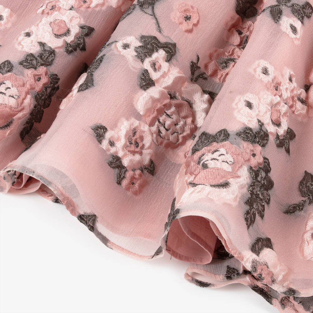Mama Luma-Girls Pink Floral Organza Brocade Dress | Childrensalon Outlet