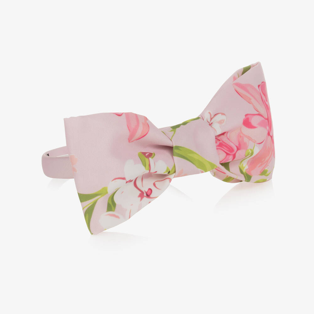 Mama Luma-Розовый атласный ободок с цветами для девочек | Childrensalon Outlet
