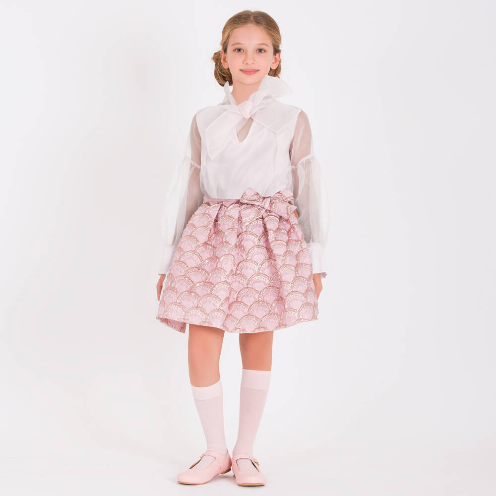 Mama Luma-Girls Pink Metallic Bow Skirt | Childrensalon Outlet