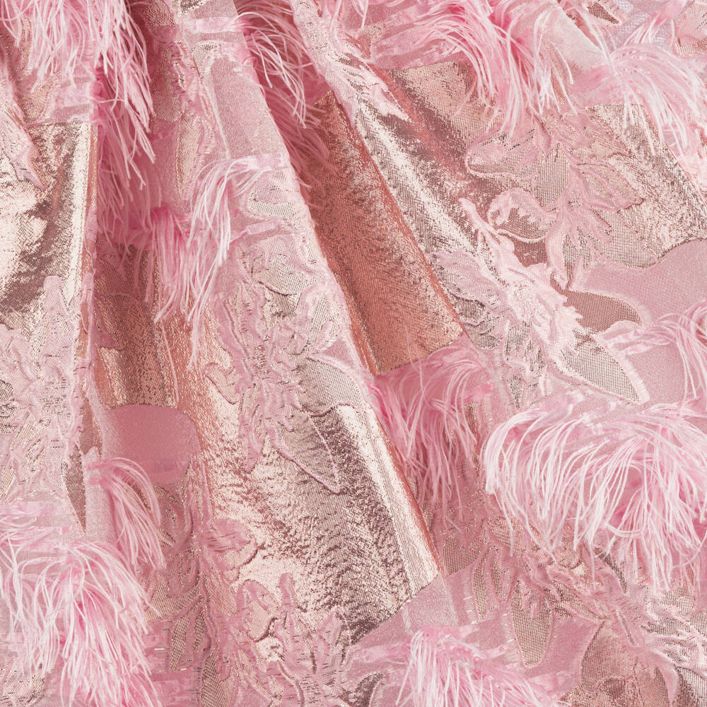 Mama Luma-Girls Pink Metallic Jacquard Dress | Childrensalon Outlet
